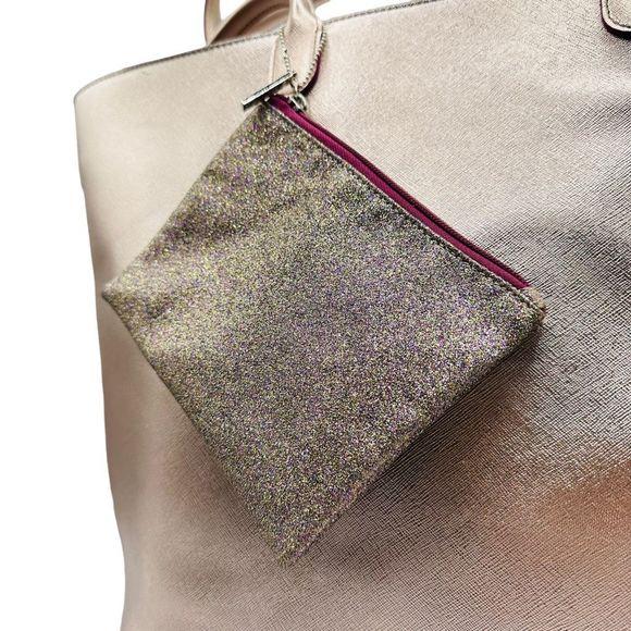 Bath & Body Works Metallic Pink Large Tote With Clutch Set - Picture 6 of 8